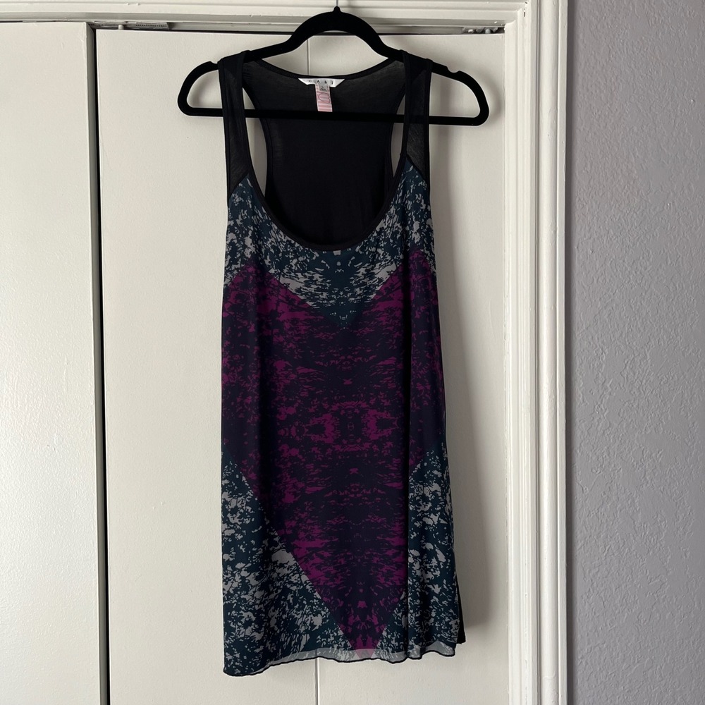 Cabi Tank Dress Sleeveless Purple Print Casual Summer L - Picture 3 of 4